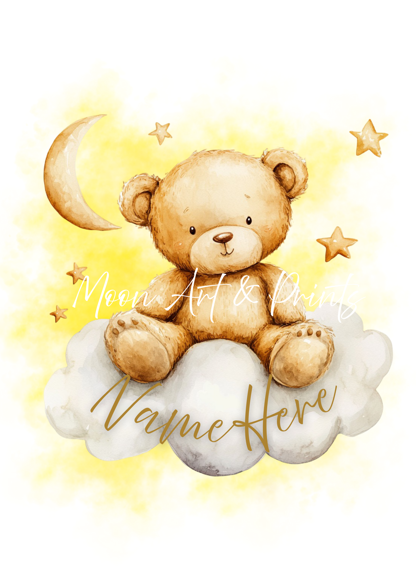 Teddy Bear Nursery Prints - Personalised Baby Wall Art Set of 3