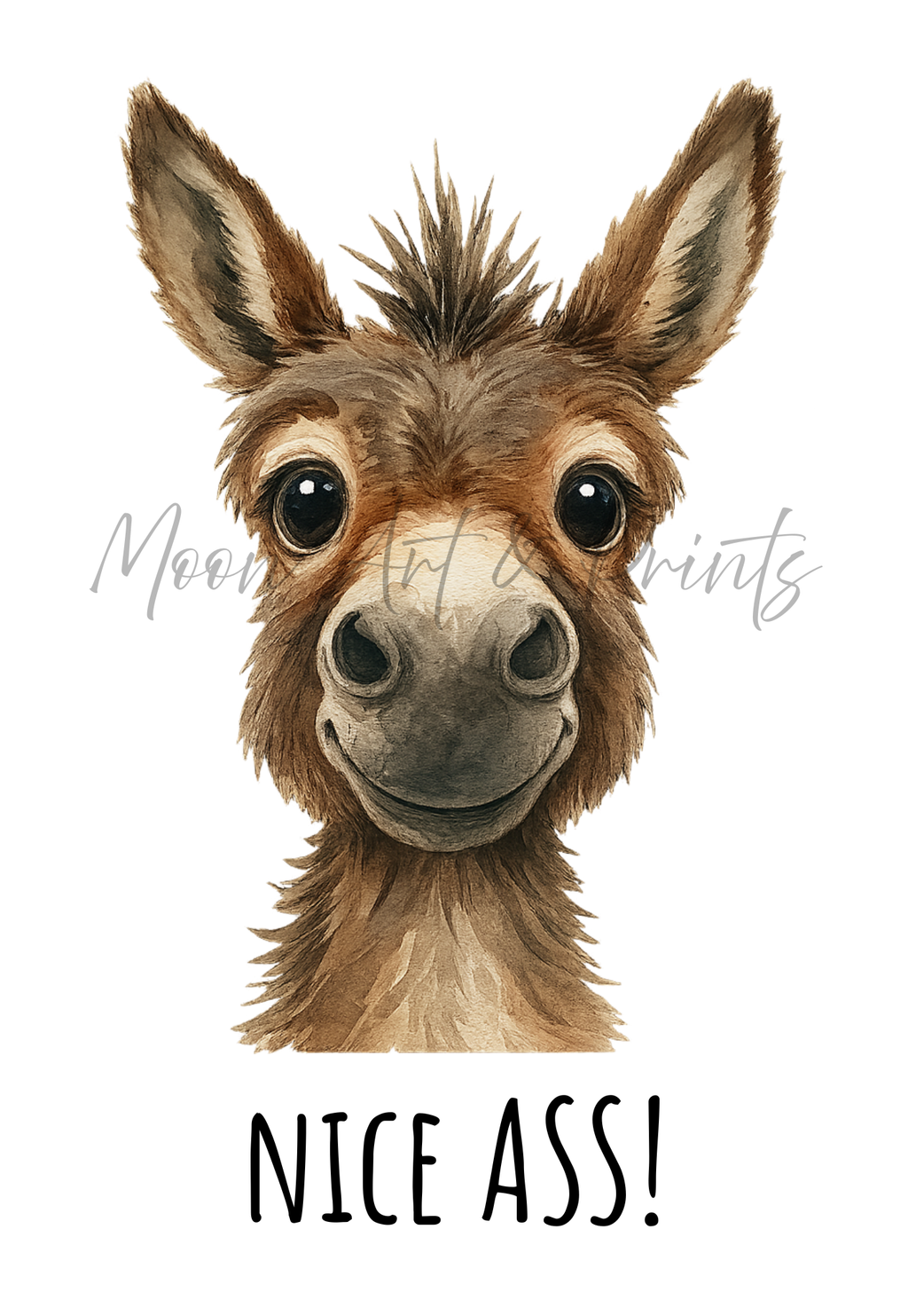 Cheeky donkey wall art with humorous quote for quirky home decor
