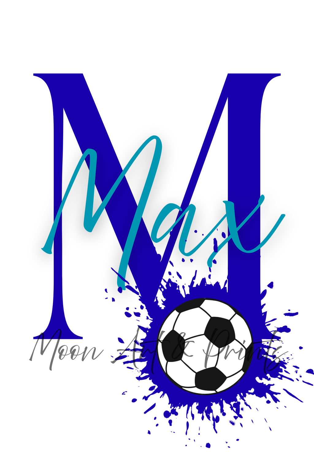 Personalised children’s football themed name and initial print 