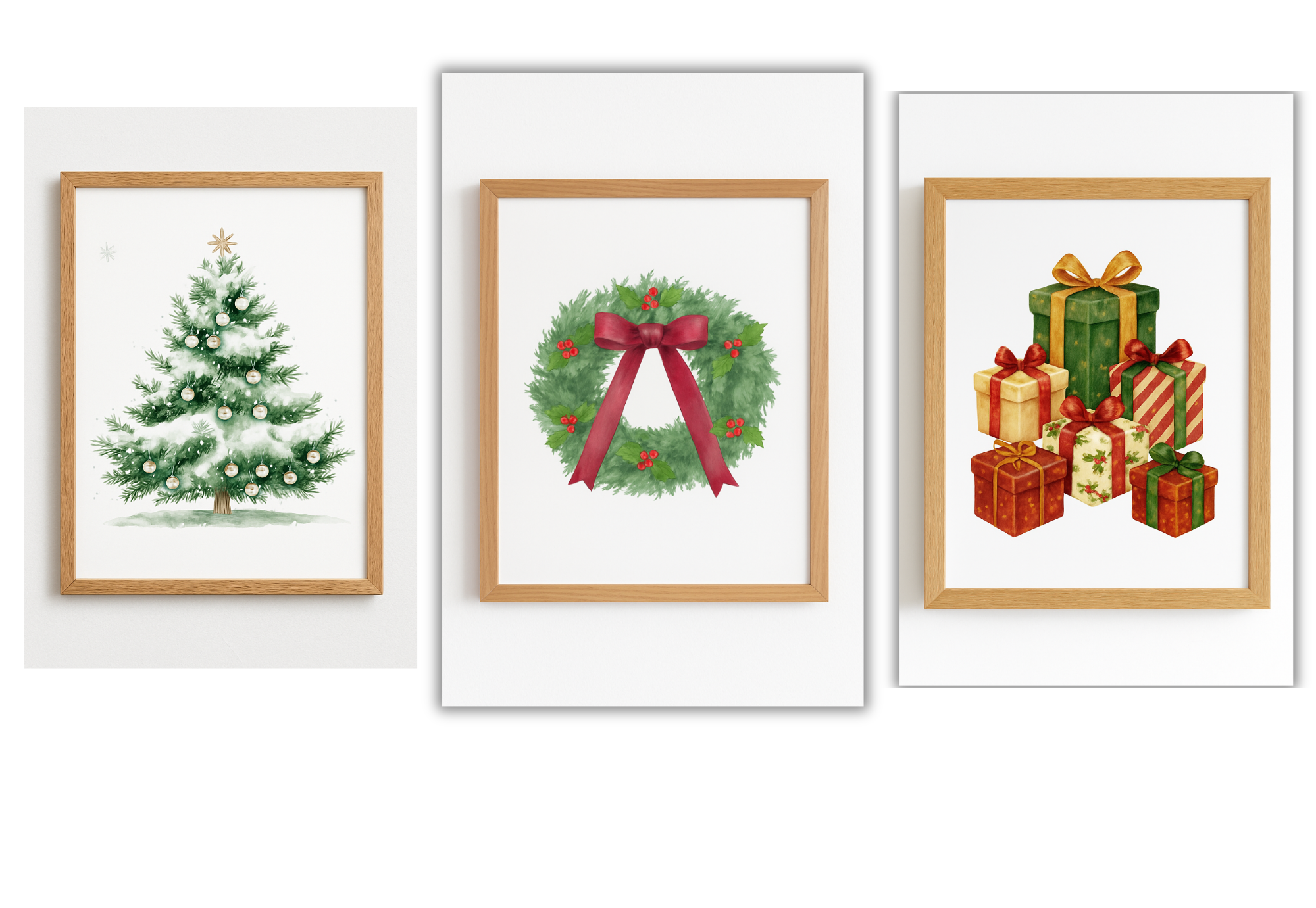trio of Christmas themed prints